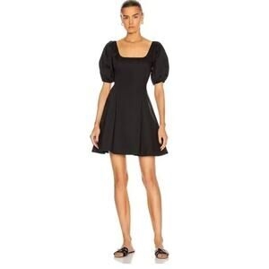 Staud Laelia Dress Puff Sleeves Fit Flare Mini Poplin Cotton Mini Women 4